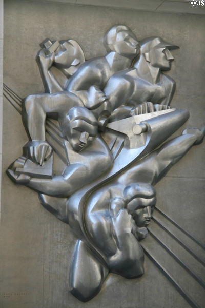 News sculpture (1940) by Isamu Noguchi on Associated Press Building (50 Rockefeller Plaza). New York, NY.