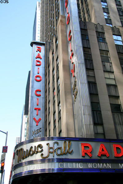 Radio City Music Hall (1933) (1260 Avenue of the Americas). New York, NY. Style: Art Deco. Architect: Edward Durell Stone. On National Register.