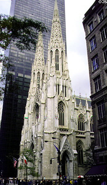 St Patrick's Cathedral (1878) (Fifth Ave. at 50th St.). New York, NY. Style: Gothic Revival. Architect: James Renwick, Jr.. On National Register.
