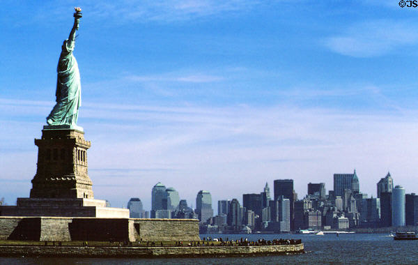 Statue of Liberty & New York City skyline. New York, NY.
