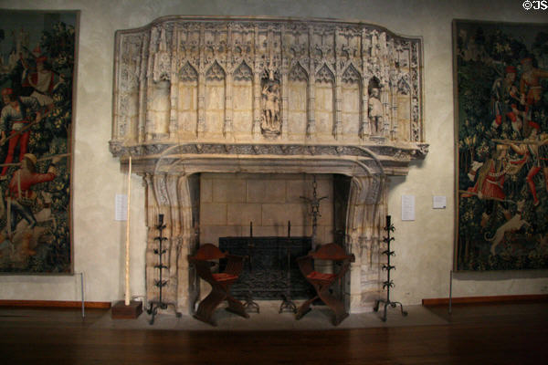 Fireplace (late 15th or early 16th C) from Normandy, France at The Cloisters. New York, NY.