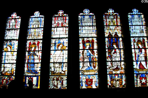 Series of Saints in stained glass (c1440) from the church at Boppard-am-Rhein, Germany at The Cloisters. New York, NY.