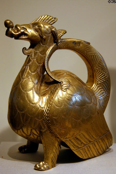 Dragon-shaped copper aquamanile (c1200) from Northern Germany at The Cloisters. New York, NY.