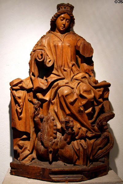 Wood carving of St Margaret with dragon devil (c1470-80) from Austrian South Tirol (now Italy) at The Cloisters. New York, NY.