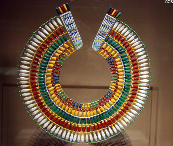 Faience collar from Egypt (c1353-36 BCE) during reign of Akhenaton at Metropolitan Museum of Art. New York, NY.