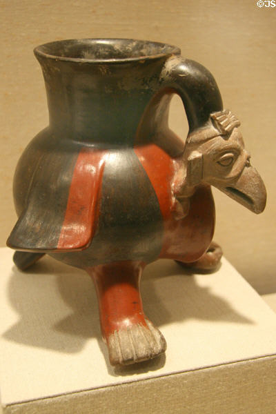 Ceramic vulture vessel of Aztec, Mexico (14th-16thC) at Metropolitan Museum of Art. New York, NY.