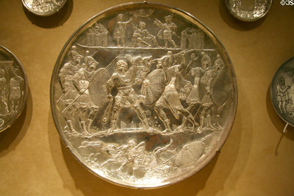 Byzantine silver plate with scenes from life of David (629-30) from Constantinople found in Cyprus at Metropolitan Museum of Art. New York, NY.
