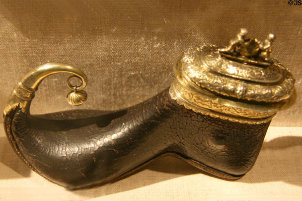 German cup in shape of shoe (late 16thC) at Metropolitan Museum of Art. New York, NY.