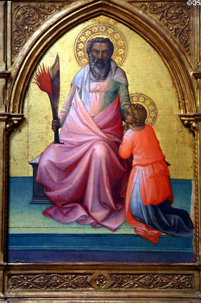 Abraham & son Isaac painting (c1408) by Lorenzo Monaco of Florence at Metropolitan Museum of Art. New York, NY.