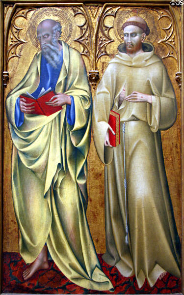Saints Matthew & Francis tempera painting (c1436) by Giovanni di Paolo at Metropolitan Museum of Art. New York, NY.