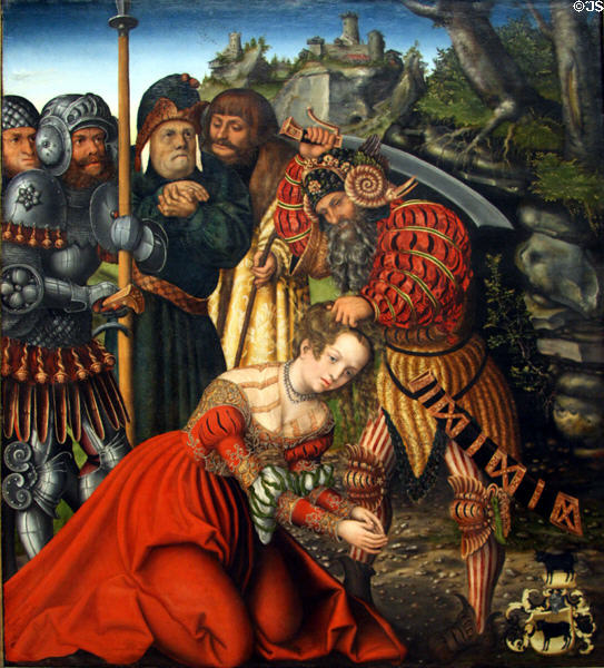 Martyrdom of St Barbara painting (c1510) by Lucas Cranach the Elder at Metropolitan Museum of Art. New York, NY.