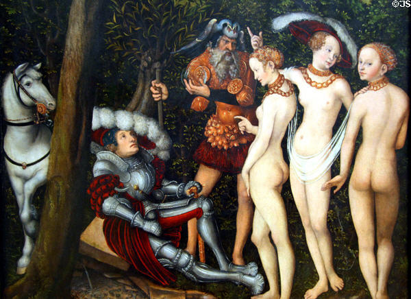 Detail of Judgment of Paris painting (c1528) by Lucas Cranach the Elder at Metropolitan Museum of Art. New York, NY.