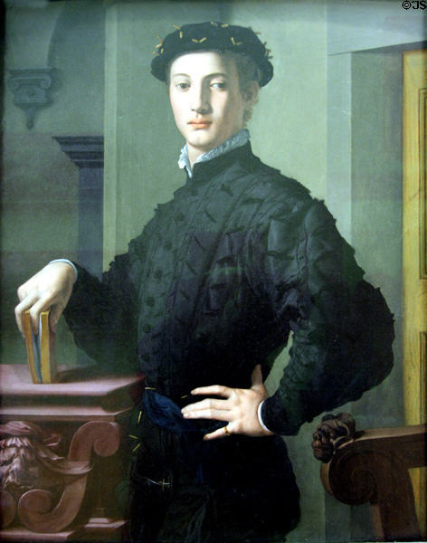 Portrait of Young Man painting in Mannerist style (1530s) by Bronzino at Metropolitan Museum of Art. New York, NY.