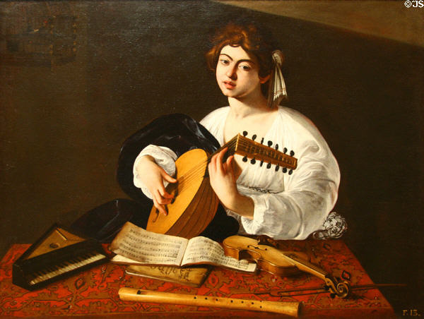 The Lute Player painting (c1597) by Caravaggio at Metropolitan Museum of Art. New York, NY.