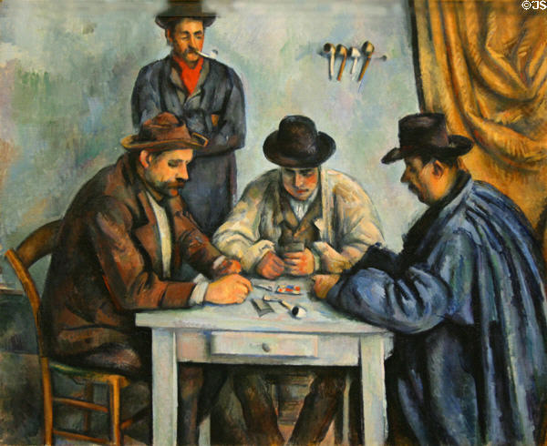 The Card players painting (1890-92) by Paul Cézanne at Metropolitan Museum of Art. New York, NY.
