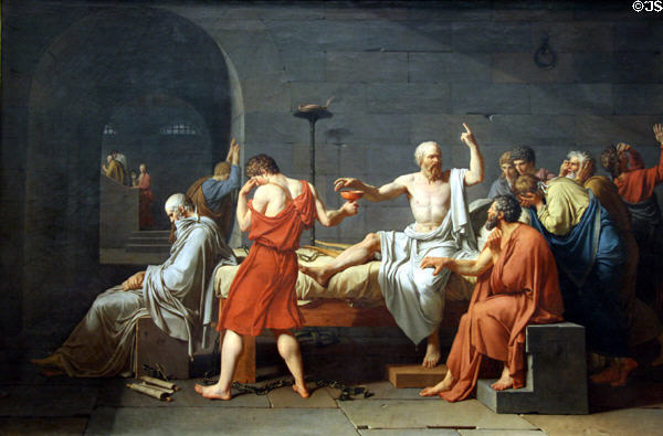 Death of Socrates painting (1787) by Jacques-Louis David at Metropolitan Museum of Art. New York, NY.