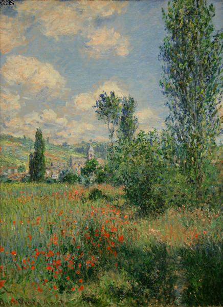 View of Vétheuil painting (1880) by Claude Monet at Metropolitan Museum of Art. New York, NY.