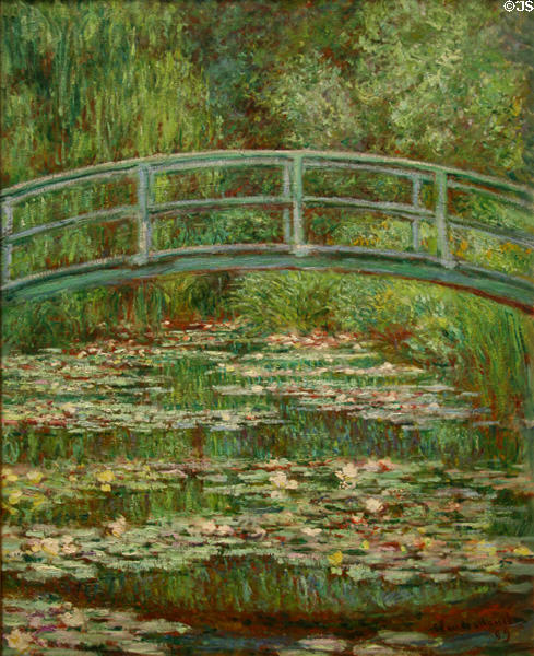 Bridge over Pond of Water Lilies painting (1899) by Claude Monet at Metropolitan Museum of Art. New York, NY.