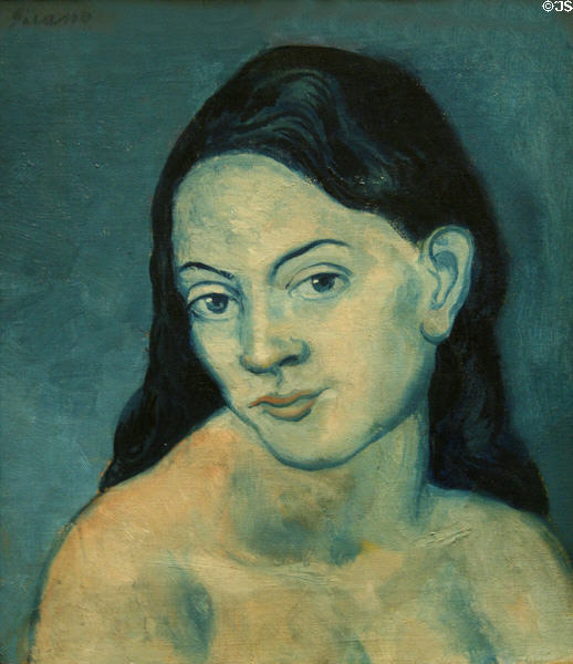 Head of Woman painting from Blue Period (1903) by Pablo Picasso at Metropolitan Museum of Art. New York, NY.