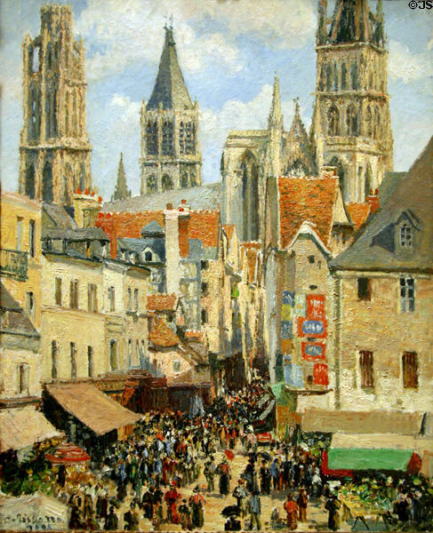 Rue de l'Épicerie, Rouen in Sunlight painting (1898) by Camille Pissarro at Metropolitan Museum of Art. New York, NY.
