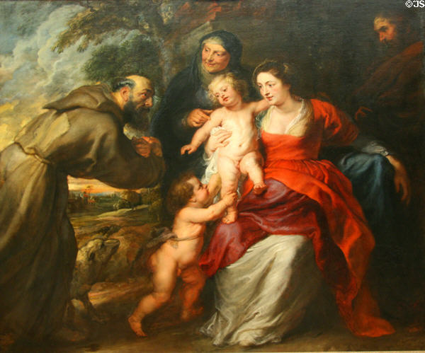 Holy Family with St Francis, St Anne & Infant St John the Baptist painting (c1630s) by Peter Paul Rubens at Metropolitan Museum of Art. New York, NY.