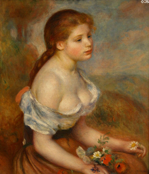 Young Girl with Daisies painting (1889) by Pierre-Auguste Renoir at Metropolitan Museum of Art. New York, NY.