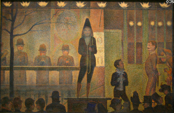 Circus Sideshow (1887-8) by Georges Seurat at Metropolitan Museum of Art. New York, NY.