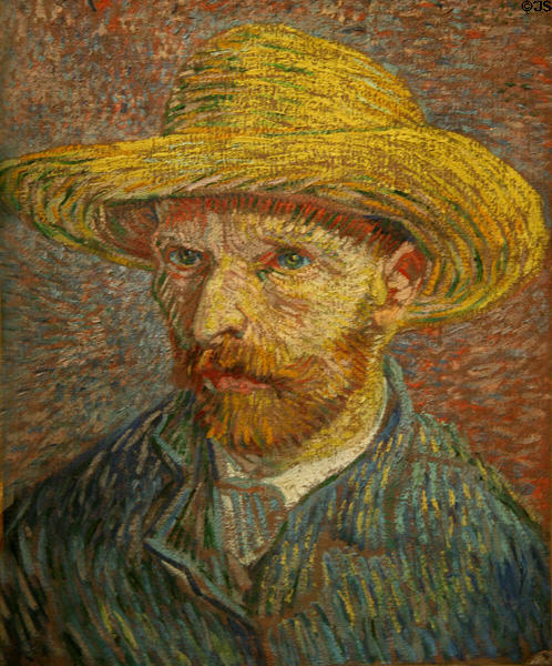 Self-portrait in Straw Hat (1887) by Vincent van Gogh at Metropolitan Museum of Art. New York, NY.