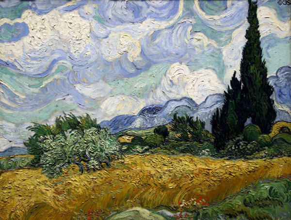 Wheat Field with Cypresses (1889) by Vincent van Gogh at Metropolitan Museum of Art. New York, NY.