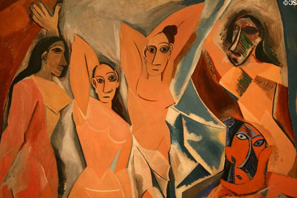 Detail of Les Demoiselles d'Avignon (1907) painting by Pablo Picasso at MoMA. New York, NY.