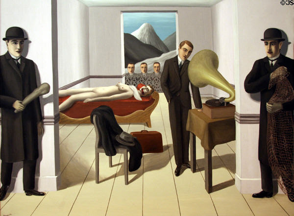 The Menaced Assassin (1927) painting by René Magritte at MoMA. New York, NY.
