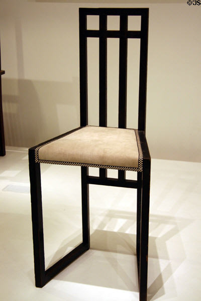 Highback chair (1903-4) by Josef Hoffmann made by Wiener Werkstätte, Austria at MoMA. New York, NY.
