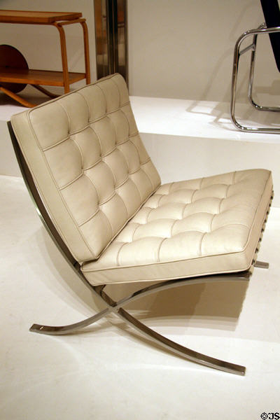 Barcelona chair (1929) by Ludwig Mies van der Rohe made by Knoll International, New York at MoMA. New York, NY.