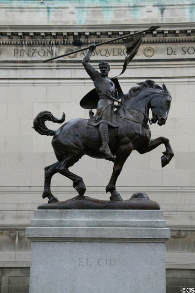 Sculpture of El Cid by Anna Hyatt Huntington in courtyard of Hispanic Society of America Museum. New York, NY.