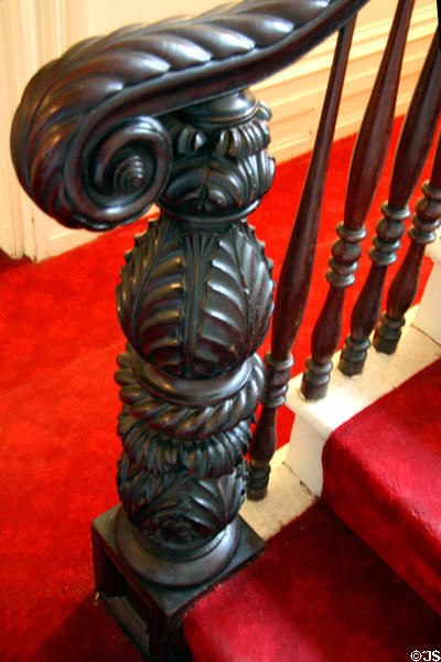 Wooden newel post in Old Merchant's House Museum. New York, NY.