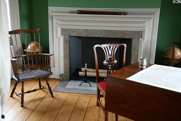 Washington's Bed Chamber & Study (Sept. 14-Oct. 21, 1776) during American Victory of Battle of Harlem Heights in Morris-Jumel Mansion. New York, NY.