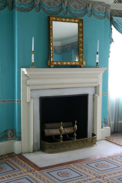 Fireplace in Eliza Jumel's Bed Chamber at Morris-Jumel Mansion. New York, NY.