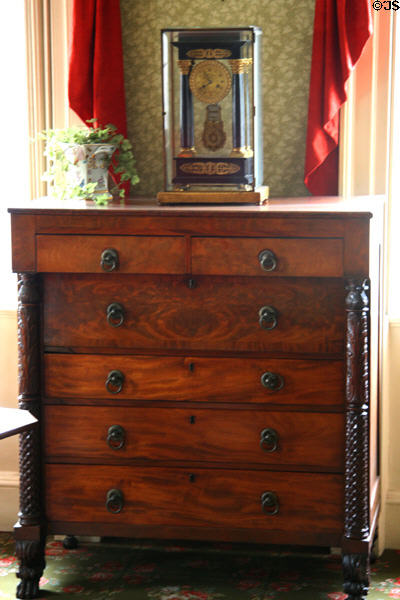 Chest of drawers (c1830) by Michael Allison of New York in Aaron Burr's Bed Chamber at Morris-Jumel Mansion. New York, NY.