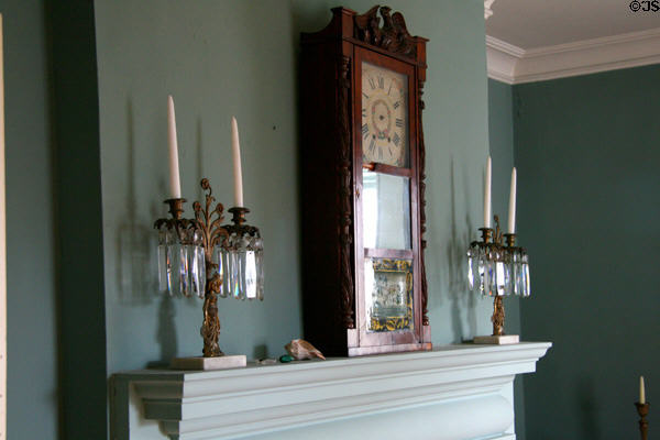 Mantle furniture in Mary Bowen's Bed Chamber at Morris-Jumel Mansion. New York, NY.