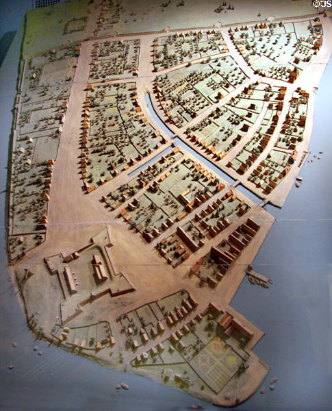 Model of street layout of New Amsterdam (c1660) at Museum of the City of New York. New York, NY.