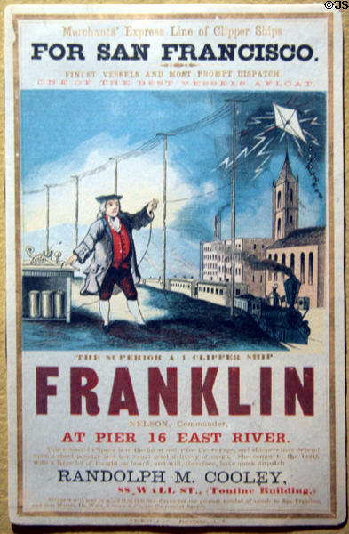 Placard advertising Clipper Ship Franklin (c1850s) at Museum of the City of New York. New York, NY.