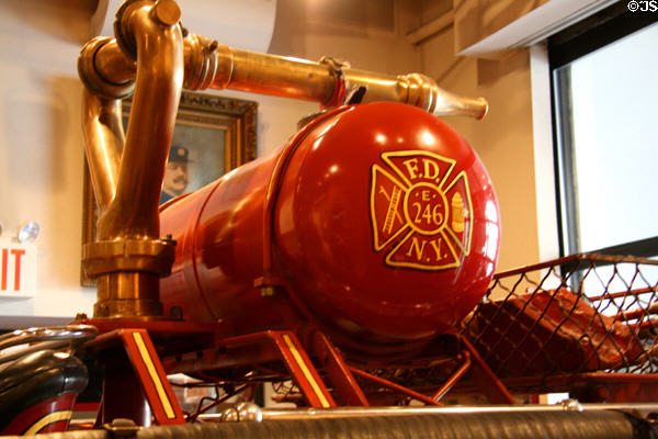 Nozzle atop American LaFrance fire engine type 75 (c1921) at New York Fire Museum. New York, NY.