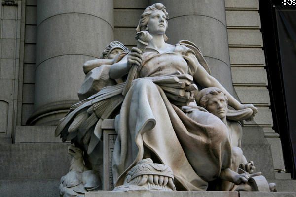 Sculpture of America from series of Four Continents (1907) by Daniel Chester French at U.S. Custom House. New York, NY.