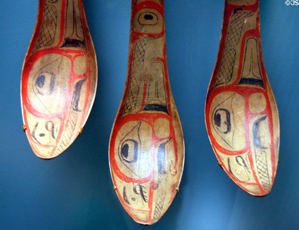 Northwest coast native large spoons (late 19thC) at National Museum of American Indian. New York, NY.
