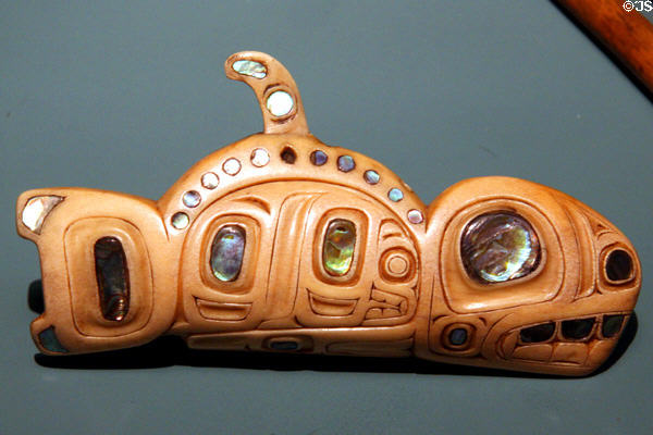 Gitxsan amulet in form of killer whale (1840-60) at National Museum of American Indian. New York, NY.