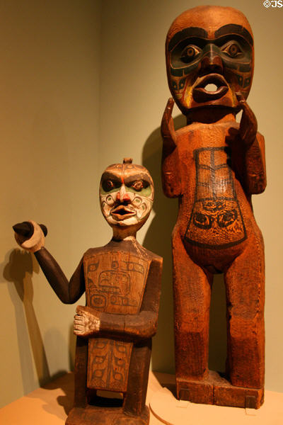 Kwakwaka'wakw potlatch figure (c1930) & welcome figure (19thC) at National Museum of American Indian. New York, NY.