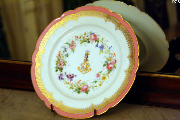 Roosevelt parent's plate in dining room of Theodore Roosevelt Birthplace. New York, NY.