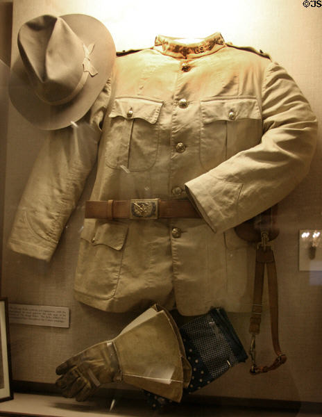 Roosevelt's Rough Rider uniform from Spanish American War at Theodore Roosevelt Birthplace. New York, NY.