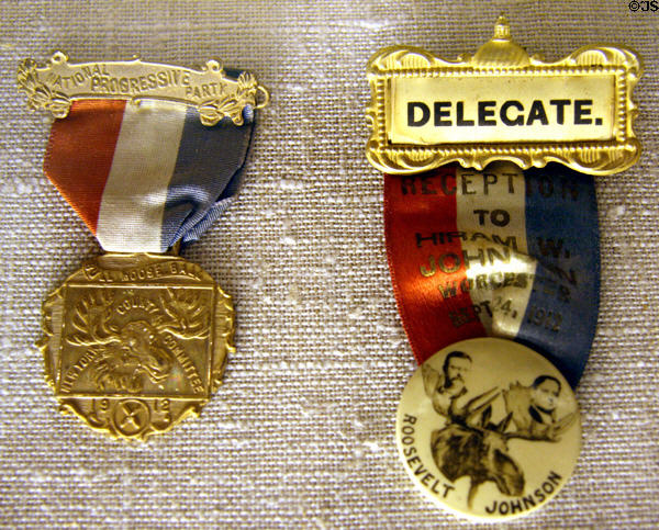 National Progressive (Bullmoose) Party delegate ribbons (1912) at Roosevelt's Birthplace. New York, NY.