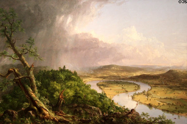 View from Mount Holyoke, Northampton, MA after Thunderstorm - The Oxbow painting (1836) by Thomas Cole at Metropolitan Museum of Art. New York, NY.